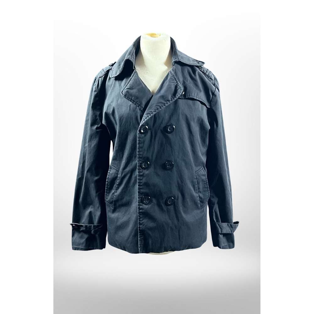 AOWOFS Men's M Black Double Breasted Peacoat Trench Jacket Lightweight Casual